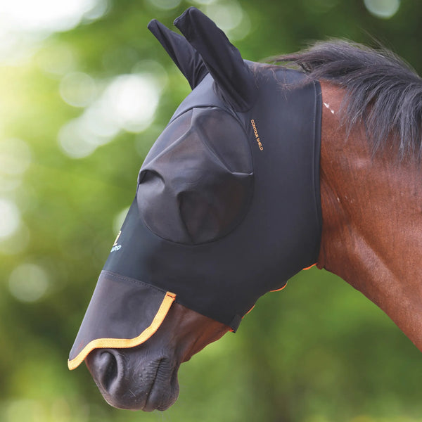Shires Contour Shield stretch fly mask with nose
