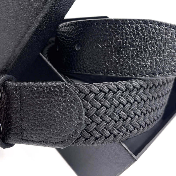 Roselaville Signature Braided  and Leather Belt - Black
