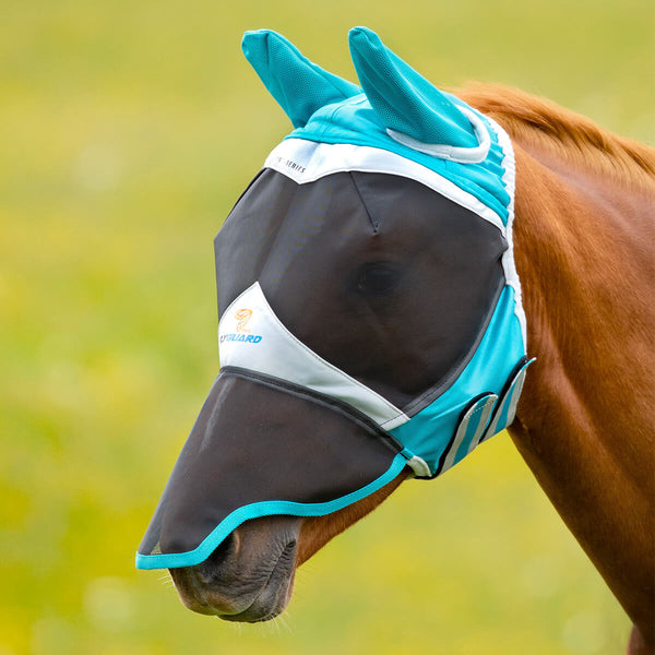 Shires FlyGuard Pro Fine Mesh Fly Mask with Ears and Nose - Teal